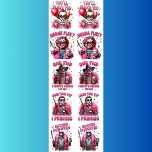 Pink Horror Movie Friends premade DTF gang sheet-10 adult prints Halloween Neon
