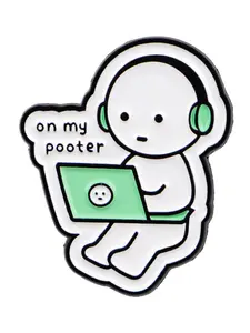 “On my pooter" Cute Cartoon Character Enamel Pin, Simple Style Badge, Unisex Accessory for Backpacks and Clothes, Perfect Gift