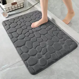 Cobblestone Memory Foam Bath Rug, Soft Comfortable Super Absorbent Mat, Non-Slip Machine Washable Bathroom Shower Floor Carpet