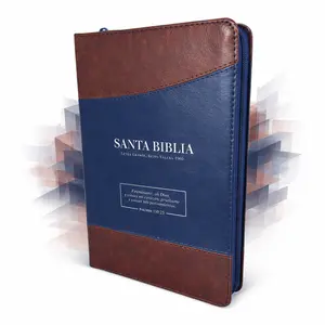 Biblia con Cierre Letra Grande 12 puntos RV1960 imit. café y azul con índice - Examíname, oh Dios