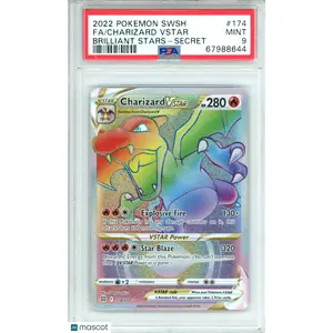 2022 Pokemon Sword & Shield Brilliant Stars Charizard VSTAR #174 FA PSA 9 MINT
