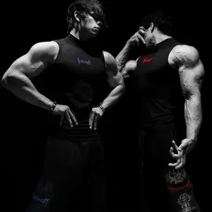 Men's Compression Sleeveless Sports Vest, Quick-Dry and Breathable, Suitable for Gym Fitness Training, Half-High Collar Vest