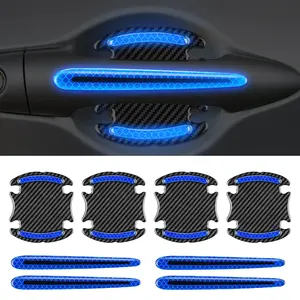 8Pcs Door Anti-Scratch Protection Sticker, Door Handle Warning Reflective, Paint Anti-Scratch Soft Rubber Protection Film NONE