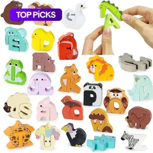 52 Pieces Matching Game, Wooden Alphabet Animal Puzzles for Toddlers, ABC Letters Peg Puzzles for Kids Ages 3-5, Preschool Learning Activities Toys, Shape Recognition Puzzles, Best Christmas Gifts