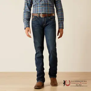 ARIAT MENS JEAN QUEST M7 SLIM FIT STRAIGHT LEG 10051870 Classic Menswear Light Blue Grey Wash Denim Pants with Back Pockets