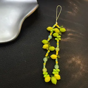 Original homemade phone chain summer ins cute little fresh phone case hanging rope DIY bead CCD camera hanging chain