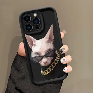 Royal Sphynx Cat Pattern Phone Case , Soft Silicone , Fully Protected and Shockproof For iPhone 17 16 15 Pro Max 14 13 12 11 X Plus 17E Mini Cover Girl Y2K Cute