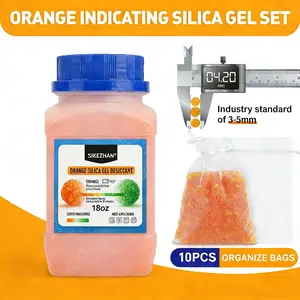 18oz Orange Indicating Silica Gel Beads Reusable Desiccant Moisture Absorber, Absorbent for 3D Printer Filament Electronics Rechargeable Dehumidifier with 10 Mesh Bags Non-Toxic Cobalt-Free Safe Protect Camera Jewelry Gun Safe Storage Household Supplie