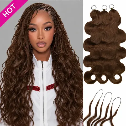 Asakiss Hair #4 Chocolate Brown Body Wave Crochet Human Hair for Miracle Knots, Burmese CurlyCrochet Hair Pre-Separated Soft Lightweight Natural Look Boho Braids 50g/Pack,4-5 Packs For Full Head,Reusable Feather Crochet Extensions