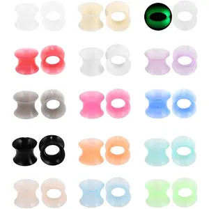 Flexible Ear Plugs - Double Flared Flesh Ear Piercing , 15 Pairs