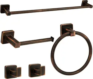 5 count Antique Bathroom Hardware Accessories Set Oil Rubbed Bronze,24 Inch Towel Bar Set,Towel Rack Set,Bathroom Towel Holder Set