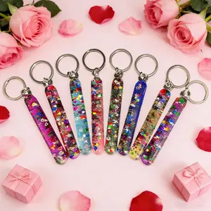 Romantic Keychain Set, Multicolor Options, 4-Inch Flowing Sand Design, Ideal Gift for Holidays & Special Occasions, Versatile Accessory, Cute Keychain
