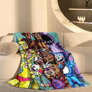 Five Nights at Freddy's Ultra-Soft Flannel Blanket Horror Game Elements Skin-Friendly Material Perfect Gift for Birthdays and Holidays