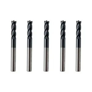 LU&MN Carbide Square End Mill - 4 Flute 1/4" 4T for Milling Alloy Steels, Hardened Steel, Metal & More - 5 Piece Mill Bits Set Cnc Machines Tool Accessories Industrial