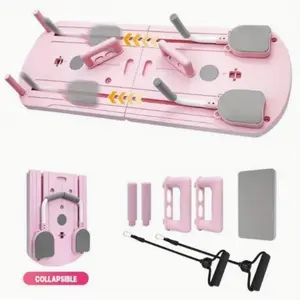 Pilates Board at home - 2026 Pilates Reformer Set,(Pink) Multi-Purpose Foldable Pilates Reformer Board for Home Pad，8 in 1 Pilates Sliding Board， pilates at home workouts Core Exercise Machine Ab Crunch Trainer foam roller