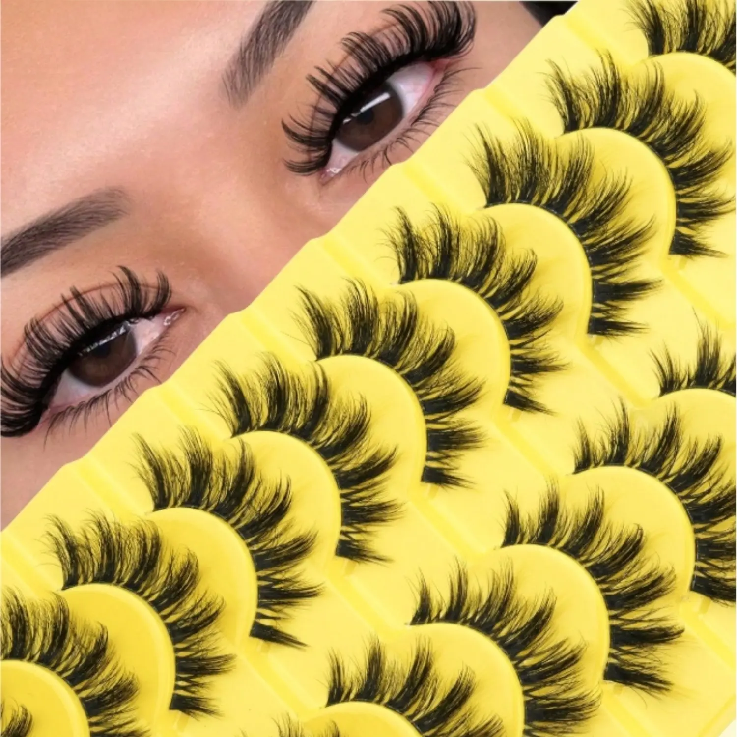 10 Pairs Of False Eyelashes Fake Eyelashes Soft And Fluffy 3D Multi-Layer 3D Curl Volumized False Eyelashes Russian Volume False Eyelashes Natural Dramatic Curl Effect Thick And Full False Eyelashes Reusable Easy To Apply Cosmetic Eyelashes