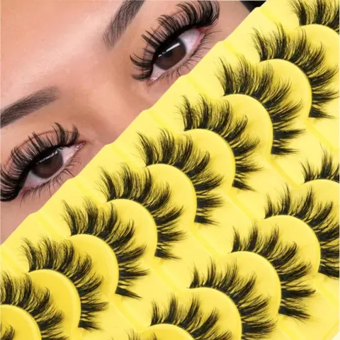 10 Pairs Of False Eyelashes Fake Eyelashes Soft And Fluffy 3D Multi-Layer 3D Curl Volumized False Eyelashes Russian Volume False Eyelashes Natural Dramatic Curl Effect Thick And Full False Eyelashes Reusable Easy To Apply Cosmetic Eyelashes