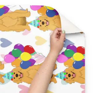 Golden Birthday White Heart Background Wrapping Paper Sheets
