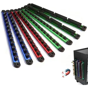 8-Piece Magnetic Socket & Bit Organizer Kit, 1/4'' 3/8'' 1/2'' Heavy Duty Socket Holder Holds 80 Clips, Aluminum Sockets Rail  Tool Box Drawer, 1/4'' Slidable Drill Bit Organizer Holds 80 Bits