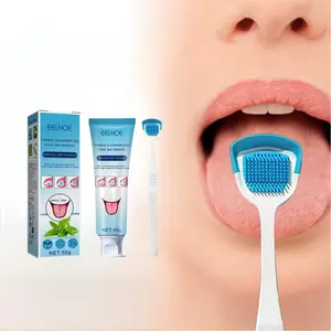 Tongue Cleaner Gel with Brush, 2 Counts/set Tongue Scraper Cleaning Gel with Tool, Oral Care Tool for Men & Women Daily Cleaning, Tongue Cleaning Kit