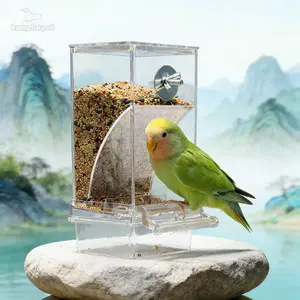 Acrylic Anti-Spill Bird Feeder, Parrot Automatic Food Dispenser, Cage Accessories