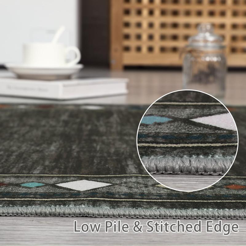 GARVEE Modern Area Rugs: Stylish Geometric Border Designs in Various Sizes (5x7, 9x12, 10x13), Machine Washable, Non-Slip, Stain Resistant for Living Room and Bedroom Decor, Available in Brown and Grey