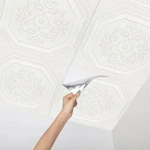 16 count Peel and Stick Ceiling Tiles, 13.8"x13.8"   Wall Panels, Covers 21 Sq.Ft - Easy to Cut Install,  White Tiles for Interior Wall and Ceiling Decor
