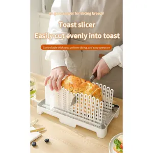 Foldable Bread Slicer – Stainless Steel Bread Slicer, Household Integrated Storage Bread Slicer, Convenient to Use, Can Cut Bread, Pastries and Cooked Food