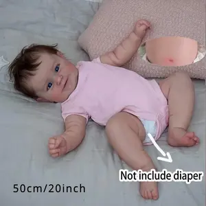 TopLink 20inch (50cm) Lifelike Reborndoll, Newborn Girl Princess Doll with Soft Body, Acrylic Eyes, Hand-rooted Hair, Bath Toy Function, Kids' Birthday Gift