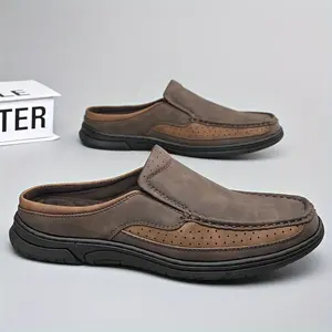 Men's new comfortable closed toe slippers - raised sole design, outdoor fashionable casual shoes, suitable for driving and hiking