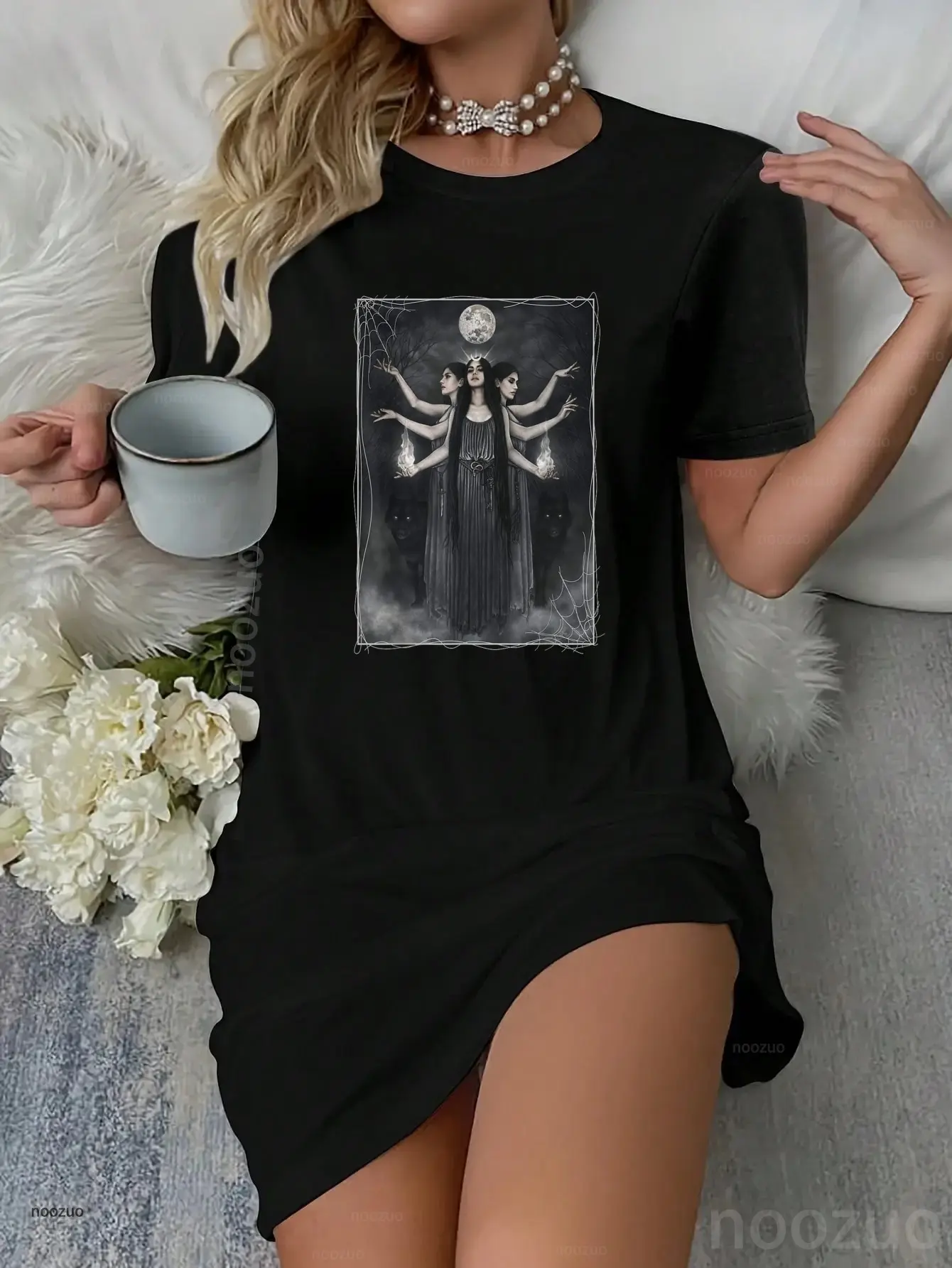 Vintage Cottagecore Aesthetic Witches werewolves Moon Witchy Dress