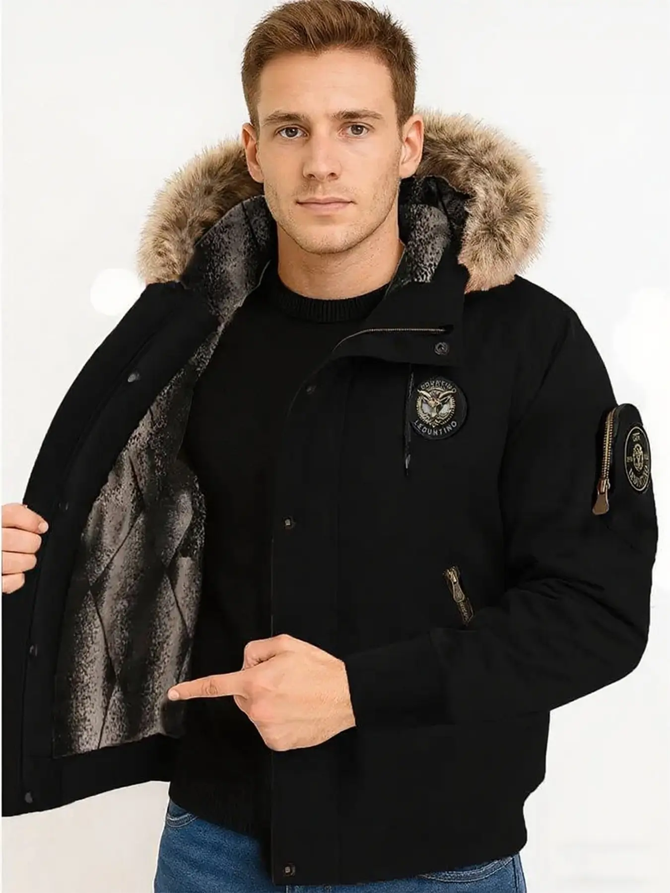 Men's Winter Fleece Lined Thick Cotton Jacket, Casual Fashion Trendy Warm Coat, Men's Outerwear for Cold Weather