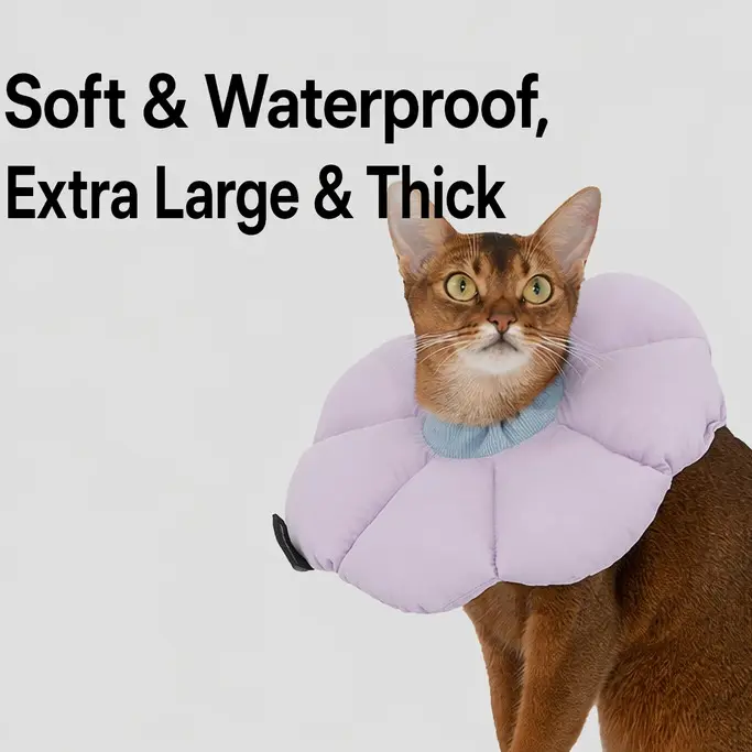 HiDREAM Soft Elizabeth Recovery Collar for Dogs & Cats, Waterproof Adjustable Protective Pet Cone