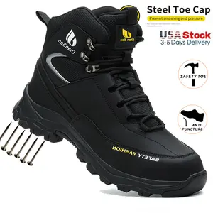 Work Boots Indestructible Safety Shoes Men Steel Toe Shoes Puncture-Proof Sneakers Male Footwear  Non Slip Work Shoes Waterproof boots Anti shock Protective Boots Construction Work & Daily Wear