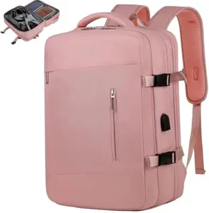 HOMEFY 35L Travel Laptop Backpack with USB Charging Port Waterproof & TSA-Friendly for 17.3'' Laptops Pink Flight Approved Durable Comfortable