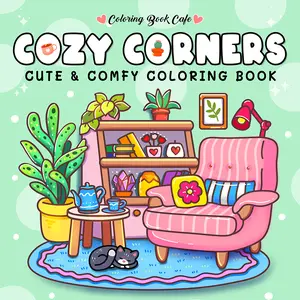 Cozy Corners Adult Coloring Book – Cute Hygge Nooks & Cozy Rooms for Relaxation & Stress Relief