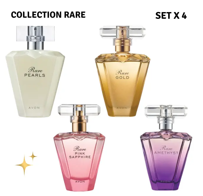 Avon Rare Collection Perfume Set | Rare Pearls, Gold, Pink Sapphire & Amethyst (4-Piece Set) Avon Rare Collection Perfume Set | Rare Pearls, Gold, Pink Sapphire & Amethyst (4-Piece Set)