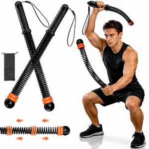 2 Pcs Cordless Battle Ropes with Adjustable Resistance Springs - Weighted Ropeless Battle Rope for Home Gym Exercise, Portable Workout Equipment for Strength Training & Cardio Fitness