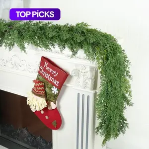 6 Ft Christmas Garland - Cedar Garland - Cypress Garlands - Real Touch Pine Garlands - Garland Christmas Decorations for Home Dining Table Mantel Porch Winter Christmas Decor #TOP PICKS