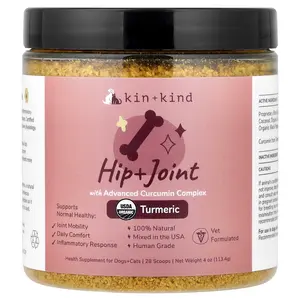 Kin+Kind Hip + Joint with Advanced Curcumin Complex, For Dogs + Cats, Turmeric, 4 oz (113.4 g)