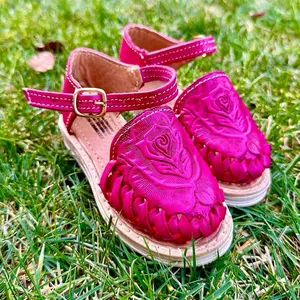 Pink Leather Huaraches Fuchsia Pink Huaraches Summer Sandals Traditional Mexican Sandals Close Toed Sandal Flats