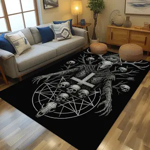 Gothic Satan (5) Stylish and creative printed pattern doormat for hallways, bathrooms, and entryways.  Home decor for living rooms, bedrooms, and bedside areas.  Suitable as Halloween, Christma