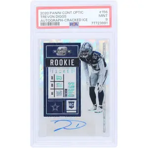 Trevon Diggs Dallas Cowboys Autographed 2020 Panini Contenders Optic Cracked Ice #156 #4/22 PSA Authenticated 9 Rookie Card - Fanatics Authentic Certified