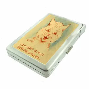 Cat Art "Everyone loves me" Metal Case with Built in Lighter