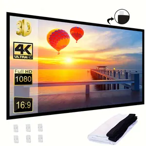 4K 100-inch/60-inch 3D projection screen, suitable for home theater and outdoor/indoor projectors, portable and foldable 4K screen, a must-have 4K screen for projectors, making projections clearer