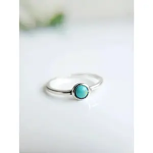 Sterling Silver Dainty Turquoise Ring