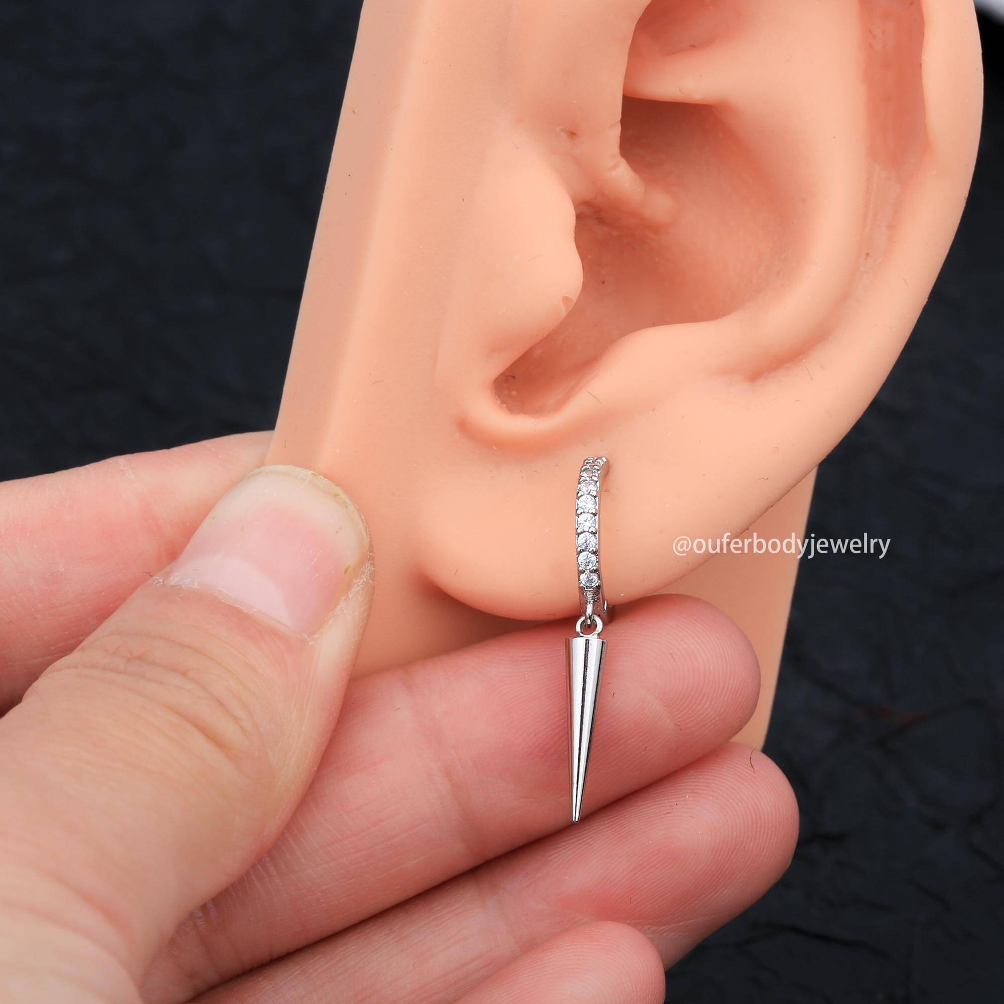 Oufer 20G Spike Stainless Steel Dangle Hoop Earring 2024 New Trend Earring Gothic Style Gift For Her Oufer 20G Spike Stainless Steel Dangle Hoop Earring 2024 New Trend Earring Gothic Style Gift For Her