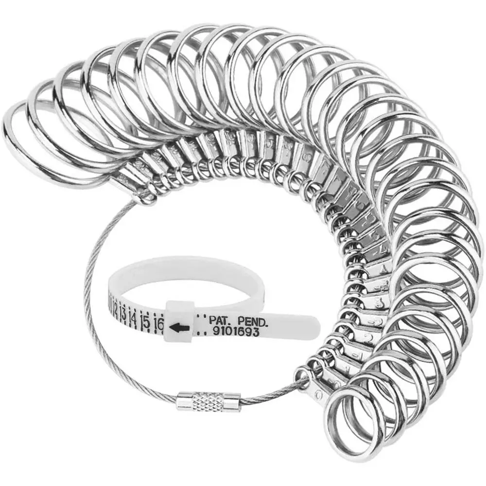 Easily Ring Sizer Measuring Tool Set, Stainless Steel Ring Sizer, Circle Models Ring Sizer Gauge Set with Plastic Ring Sizer Belt, Measurement Tool fo