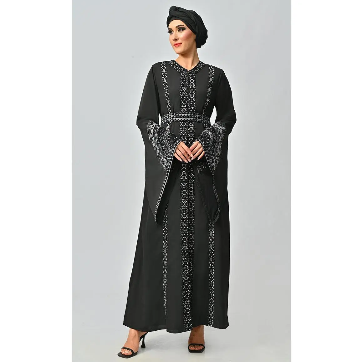 Moroccan Style bell sleeves Abaya With Hand Embroidery