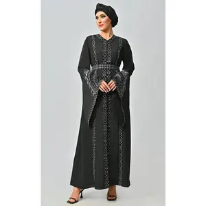Moroccan Style bell sleeves Abaya With Hand Embroidery